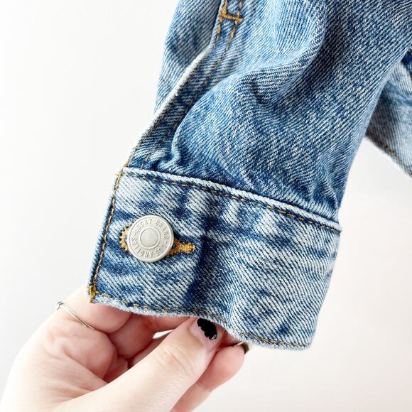 Lucky Brand Tomboy Trucker Graphic Blue Jean Babe Denim Jean Jacket Blue Small - Picture 12 of 16